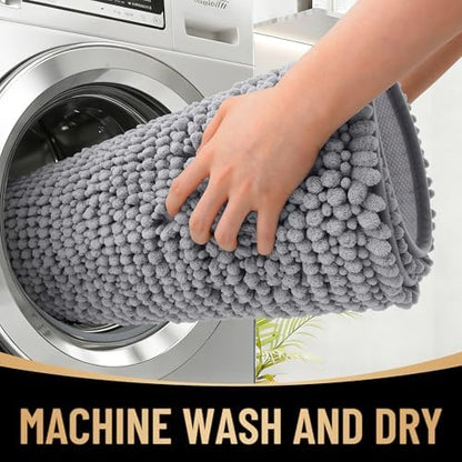 OLANLY Thick Chenille Toilet Rugs U-Shaped 24x20, Absorbent Bath Mat - Image 4