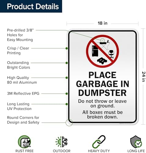 Place Garbage Inside Dumpster Do Not Throw Or Leave On Ground All Boxes - Image 6