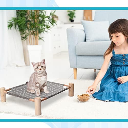 Mixweer 4 Pcs Cat Hammock Bed, Wooden Eleveted Dog Bed Outdoor - Image 6