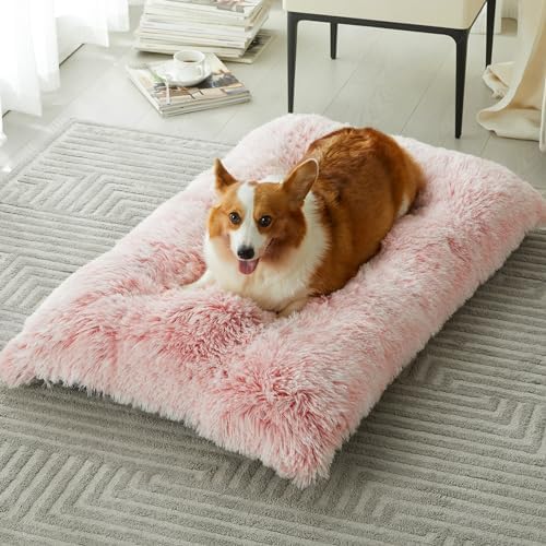 BFPETHOME Dog Beds for Large Dogs, Plush Dog Crate Bed Fluffy Cozy Kennel Pad by BFPETHOME