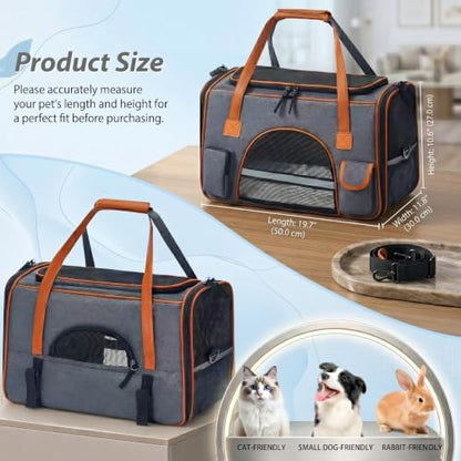 Pesen Large Soft Cat Carrier, Holds Up to 28 lbs - Image 2