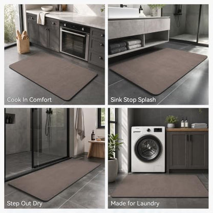 MontVoo -Bath Mat Rug-Rubber Backing Non Slip Quick Dry Absorbent Thin Bathroom - Image 6