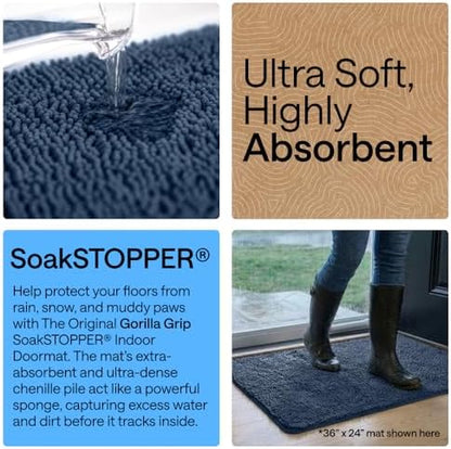 GORILLA GRIP SoakSTOPPER Dog Door Mat, Machine Wash and Dry, 24x17 Navy - Image 4