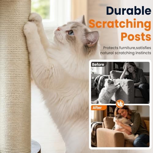 44.8in Modern Wood Cat Tree Tower - Image 4