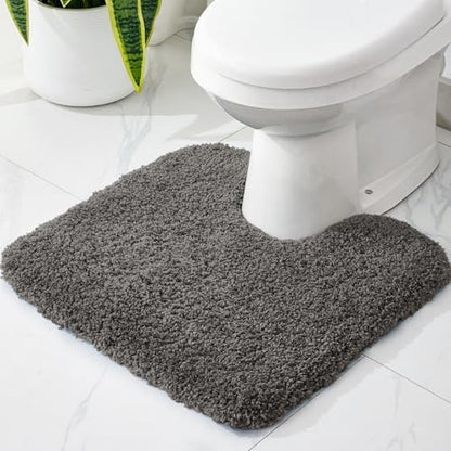 Disolla Toilet Rug 22x24 Dark Grey, Soft Toilet Mat U-Shaped Washable by Disolla