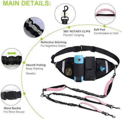 Hands Free Dog Leas, Double Waist Leash - Image 4