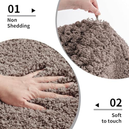 Disolla Taupe Grey Bathroom Runner Rug 24x70, Plush Extra Large Bath Mat - Image 4