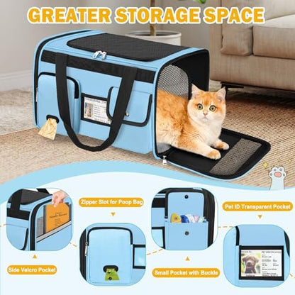 HUANLANG Large Cat Carrier Travel Soft Sided Pet Carrier Airline Approved - Image 3