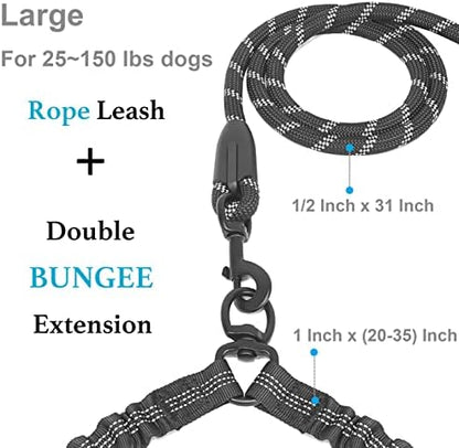 iYoShop Double Dog Leash, 360° Swivel, No Tangle, 25-150 lbs - Image 2