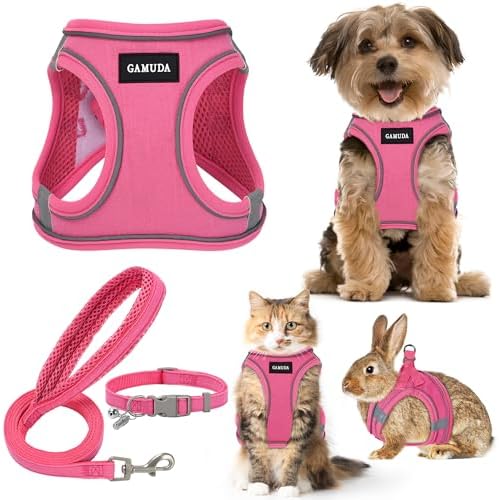 GAMUDA Small Pet Harness Collar and Leash Set, Step in No Chock No Pull Linen by GAMUDACollarsCollection