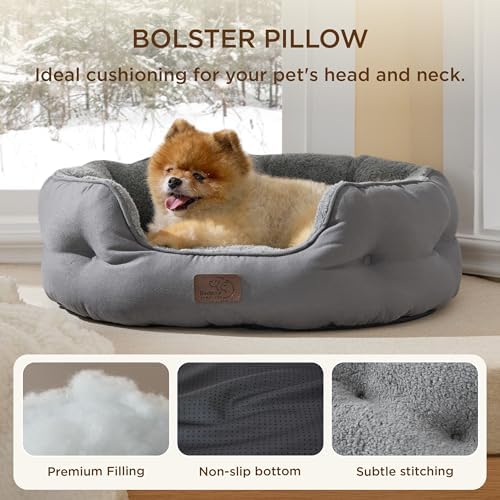 Bedsure Self Warming Cat Bed, Round Washable Small Dog Bed, 25In Grey - Image 4