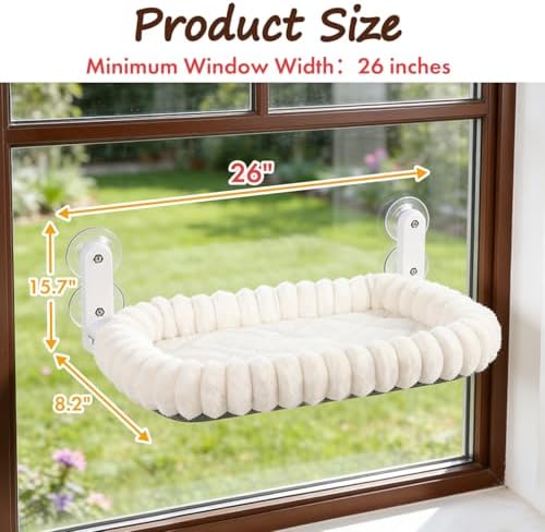 Zoratoo 2PC Cloud-Cuddle Cat Window Perch, Foldable Cat Hammock, L White - Image 3