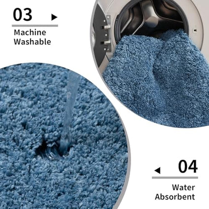Disolla Blue Bathroom Rugs 24x48, Non-Slip Plush Thick Bath Mat - Image 5