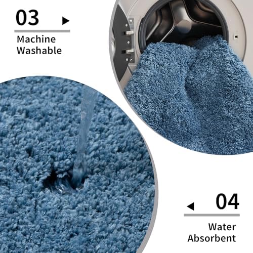 Disolla Blue Bathroom Runner Rug 24x70, Plush Extra Large Bath Mat - Image 5
