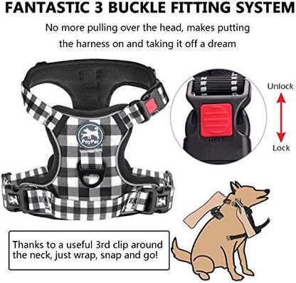 PoyPet Plaid Dog Harness Medium, No Pull Vest - Image 2