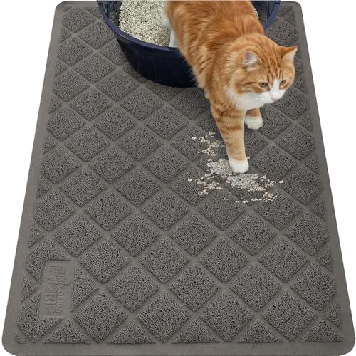 GORILLA GRIP Cat Litter Box Mat, Coiled Mesh Trapping Mats, 40x28 Charcoal by GorillaGrip