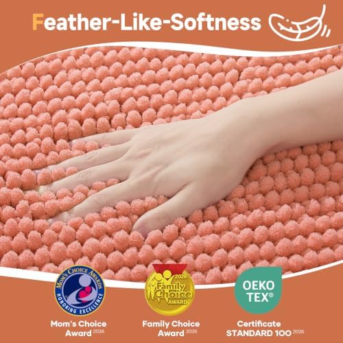Ophanie Orange Bathroom Runner Rugs 60x24, Soft Chenille Bath Mat, Non Slip - Image 3