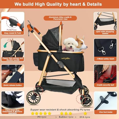 MILA&LOUIS Dog Stroller, Lightweight & Stylish Pet Stroller - Image 5