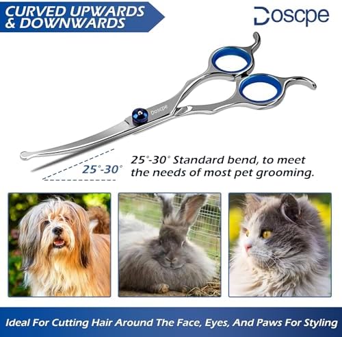 Curved Dog Grooming Scissors 6.69 inches Round Tips Pet Grooming Shears - Image 6