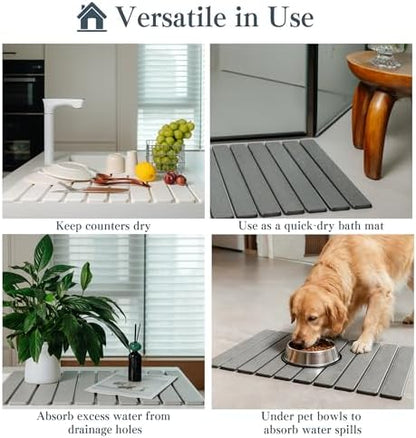 2pcs Stone Dish Drying Mat for Kitchen Counter, Quick-Dry Diatomaceous Earth - Image 7