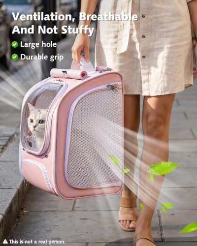 Pecute Cat Backpack Carrier, Cat Bubble, 12.6" L x 10.2" W x 16.5" H - Image 4
