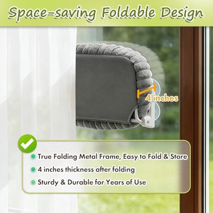 Zoratoo 2PC Cloud-Cuddle Cat Window Perch, Foldable Cat Hammock, L Grey - Image 3