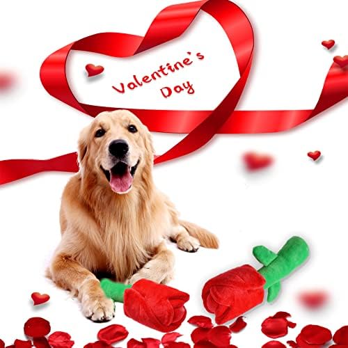 lilfrd Rose Valentines Day Dog Toy, Squeaky Crinkle Puzzle Gift - Image 2
