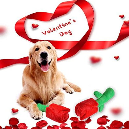 lilfrd Rose Valentines Day Dog Toy, Squeaky Crinkle Puzzle Gift - Image 2