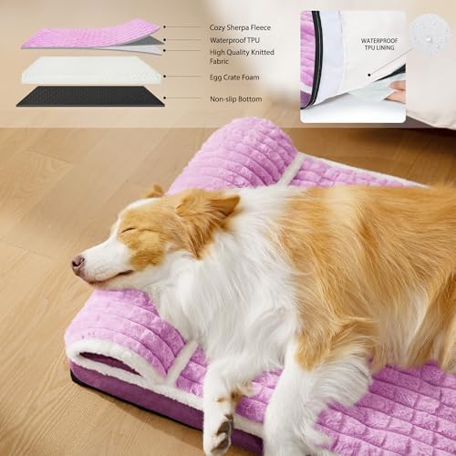 Orthopedic Medium Dog Bed Pillow Pet Sofa Bed 30''X20'' Lilac - Image 3