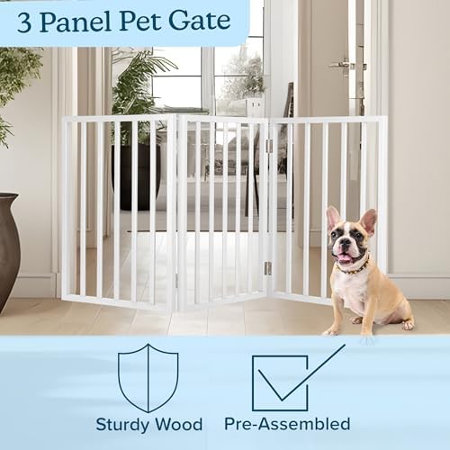 PETMAKER Pet Gate, 3 Panel Freestanding Dog Gate Indoor, 54” x 24” - Image 3