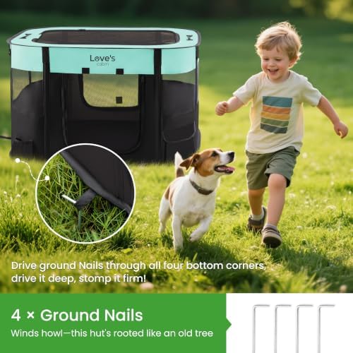 Love's Cabin Medium Dog Tent Crate, Portable Foldable Pop Up Dog Kennel Playpen - Image 3
