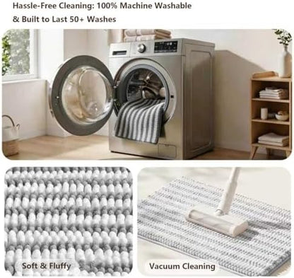 Chenille Bathroom Rug Non Slip Washable, Absorbent Bath Mat - Image 7