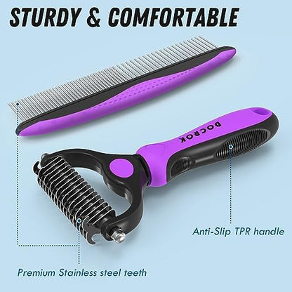 Docrok Pet Grooming Brush and Metal Comb Combo - Image 6