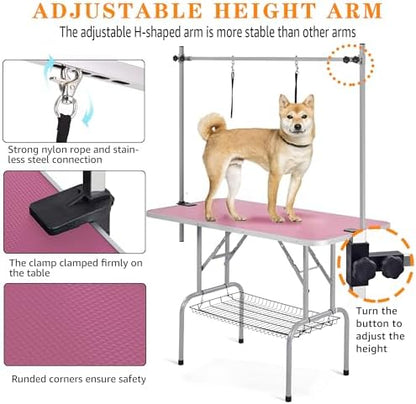 Professional Dog Pet Grooming Table Adjustable Heavy Duty Portable w/Arm & - Image 2