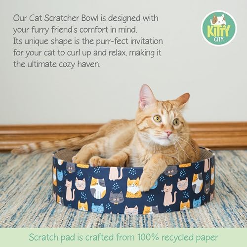 Kitty City Cat Corrugate Round Bed Scratcher Collection, Cat Pattern - Image 2