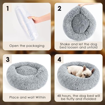 28in Large Dog Bed, Calming Donut Bed - Image 7