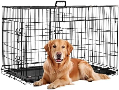 FDW | 36" Foldable Metal Dog Crate | Dark Black | Cage by FDW