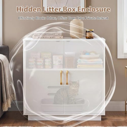 Gitelsnour 30.9'' Litter Box Enclosure Furniture- Hidden Storage - Image 3