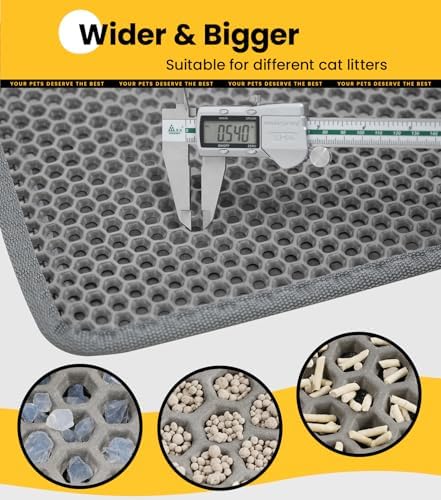 Cat Litter Trapping Mat, Hexagon Grids & Anti-Leak Base, Machine Washable - Image 5