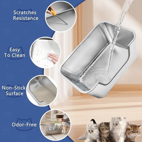 2 Pack Stainless Steel Cat Litter Box - Image 3