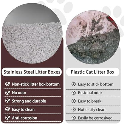 Small Stainless Steel Litter Box, 17.5"×13.6"×4" - Image 5