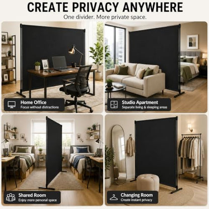 Room Divider, 72x72Inch Large Single Panel Privacy Screen - Image 6