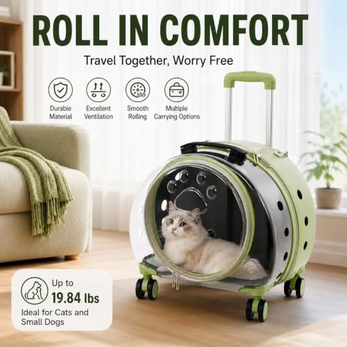 Cat Carrier with Wheels, Breathable Pet Backpack Bubble - Image 2