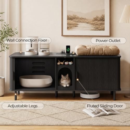 65" Double Cat Litter Box Enclosure - Image 6