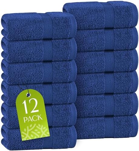Wealuxe Navy Blue Washcloths by WhiteClassic