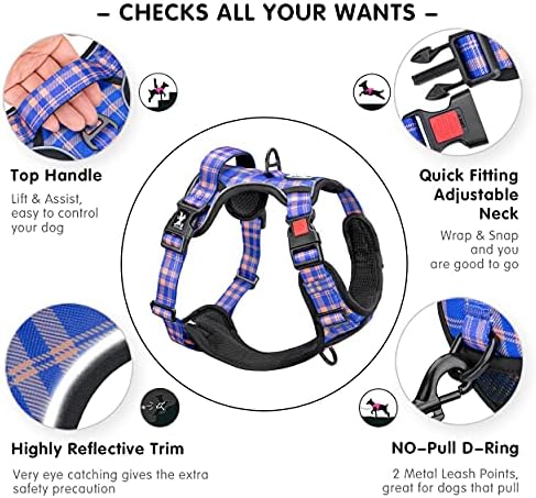 PoyPet Plaid Dog Harness Small, No Pull Vest - Image 2