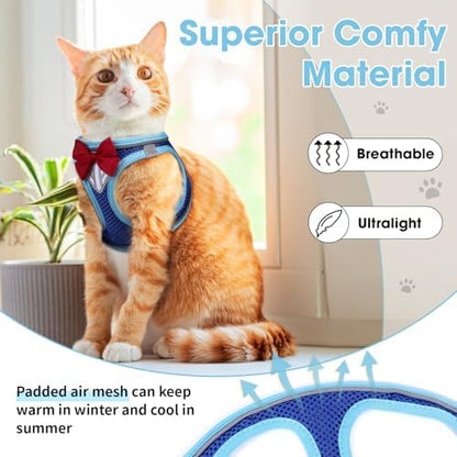 Cat Vest Harness and Leash Set, Escape Proof Kitten Harness Blue L - Image 3