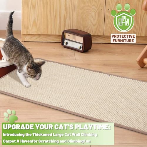 Uranshin Natural Sisal Cat Wall Climbing Carpet, Wall Scratcher Mat Pad - Image 6