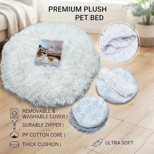 RICHRAIN Round Plush Cat Bed Insert Replacement Cat Tree Cushion - Image 2