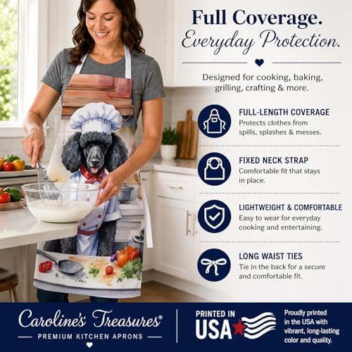 Caroline's Treasures Black Poodle The Chef Apron Cooking Kitchen Server Baking - Image 4